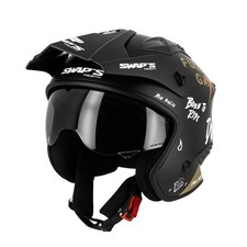 Casque de Moto Swaps Jet Air S769 Trooper Gaz Trial Visière Interne Taille XXL