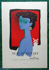 Moulin Rouge Nuit Rotary Club Affiche originale lithographie Jean COLIN 1954 TBE