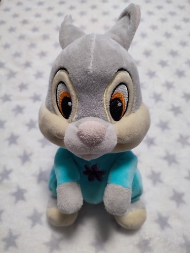 Doudou lapin gris bleu - , fleur