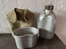 Ancienne Gourde Et Gamelle Alu Militaire Guerre Soldat Housse Bourgeat Am