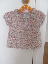 BLOUSE/CHEMISE FILLE 9 MOIS NATALYS A FLEURS MANCHES COURTES BALLON