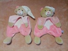 doudou plat ours rose bonnet
