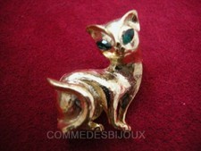 Broche "Chat" Egyptien Mau N° 2 doré Spotted Tabby - Bijoux pur Vintage