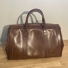 Sac De Week-end Type Malette Médecin Porté Main En Cuir Marron Fermeture À Clé