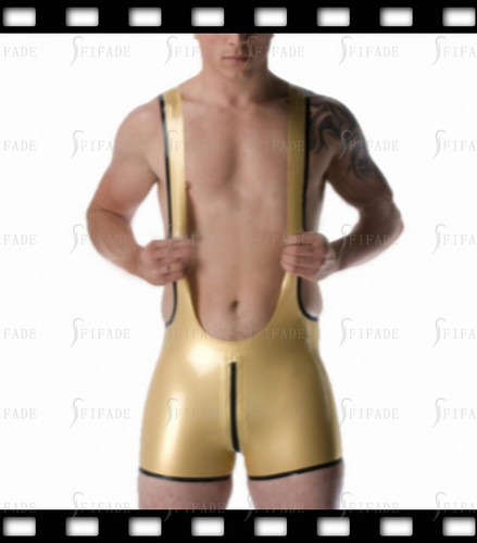 Latex rubber men leotard - rubber,