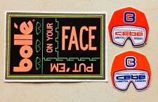 3 autocollants  ancien  lunettes de soleil  casque ski  CÉBÉ BOLLÉ  old sticker