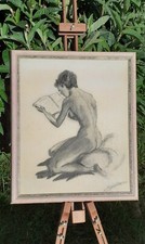 Tableau signée JOSSELIN Femme Nu Peinture huile sur toile sur panneau rigide