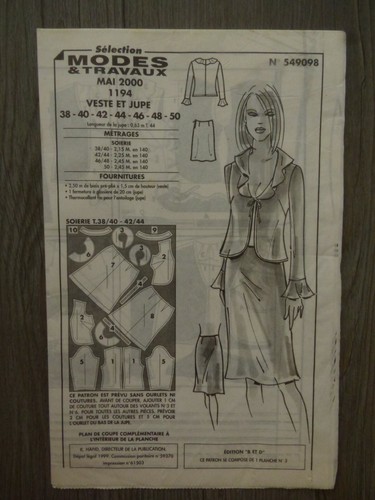 Patron couture veste - et, jupe