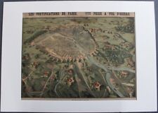 RARISSIME : Fortifications de Paris à Vol d'oiseau Litho Emrik & Binger Haarlem