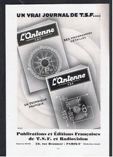 JOURNAL L'ANTENNE TSF ANCIENNE PUBLICITE Années 30  AD pub