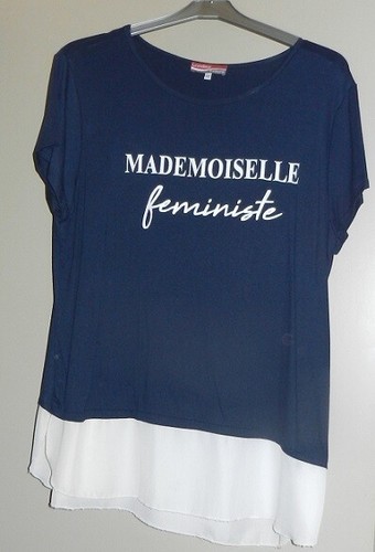 220 shirt long marine blanc - t-shirt, marine/blanc
