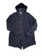 Sandro  Navy Wool Parka Coat  Size L fits M