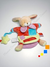 Doudou Plat/Marionnette Lapin Rouge Bleu Vert Etoile Zigzag Doudou Et Compagnie