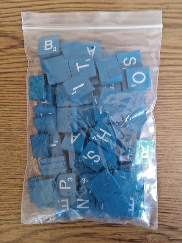 Blue with white letters wood - letters,