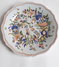 Assiette Cornes d'abondance et Oiseau Décor Rouen Fait Main Signé Géo Martel