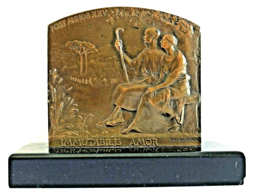 Plaque bronze signée - bronze,