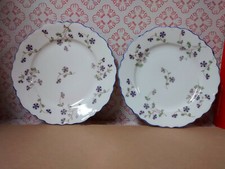 2 assiettes dessert porcelaine O & EG Royal Austria décor aux Barbeaux 1884-1918