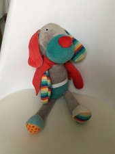 Doudou Peluche Chien bleu gris cape rouge Ebulobo Oxybul