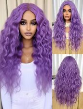 Perruque Femme Synthétique Cosplay Violet Foncé Wig Longue Ondulé
