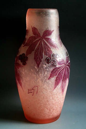 Ancien vase verre gravé à - en,