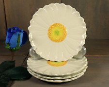 Set of 4 Ceramic Majolica Daisy Flower Shaped Plates Italian Plate Hand Painted