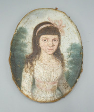 Portrait d'une Demoiselle, Jeune Fille de Qualité, Huile sur Toile, XIXème