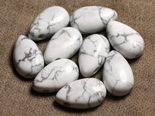 1pc - Pendentif Pierre semi précieuse - Howlite Goutte 25x15mm Blanc Gris - 4558