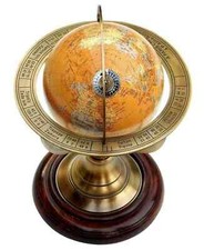 Ancien globe terrestre armillaire nautique en laiton décoratif sphère marine ...