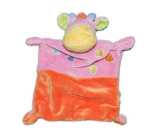 Doudou plat Girafe rose orange
