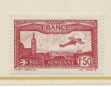 POSTE AERIENNE AVION SURVOLANT MARSEILLE  1 f 50 c carmin N° 5 Neuf **