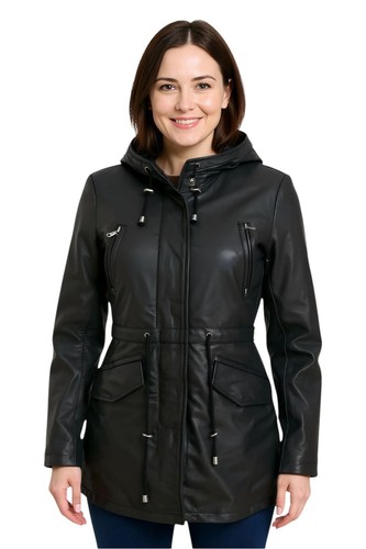 Parka femme noir cuir à - femme,
