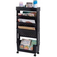 Petite Bibliothèque roulettes Mobile Livre Chariot de Rangement 5 Niveaux Éta...