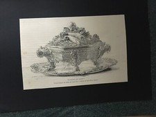 Soupière en argent - Gravure sur plaque de bois