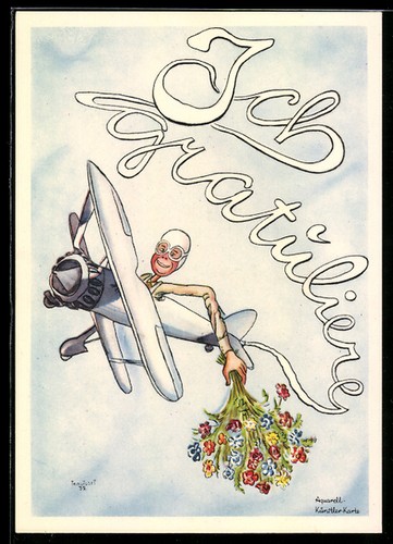 Carte postale avion - ak, :
