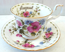 TASSE CAFE & SOUCOUPE PORCELAINE ANGLAISE ROYAL ALBERT POPPY 1970 AUGUST