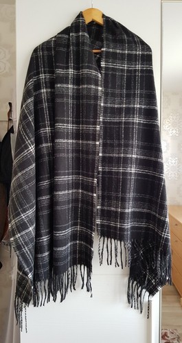 Châle écharpe noir blanc - écharpe,