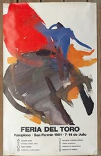1981 GRANDE AFFICHE ORIGINALE FERIA PAMPLONA SAN FERMIN PAMPELUNE CORRIDA