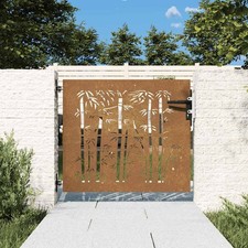 Portail de Jardin Portillon Barrière Design de Bambou Acier Corten vidaXL