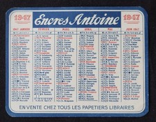 Calendrier 1947 Encres Antoine
