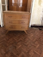 Commode Vintage en Chêne Doré & Pieds Compas 1960