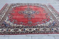 Vintage Fait à la Main Traditionnel Oriental Laine Délavé Rouge Grand Moquette