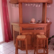 meuble bar bois rustique chêne massif