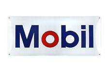 Plaque emaillée MOBIL 35x80 cm insigne logo compagnie pétrolière