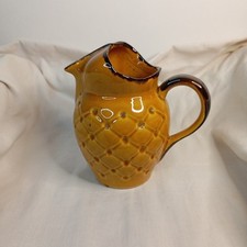 Pichet En Céramique, Motif Ananas Signé Mireille, Vintage