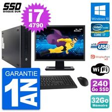 PC HP 600 G1 SFF Ecran 22" Intel Core i7-4790 RAM 32Go SSD 240Go Windows 10 Wifi