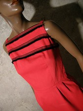 CHIC VINTAGE ELEGANTE ROBE COTON 60s DRESS VTG SIXTIES KLEID 60er ABITO (34/36)