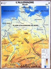 🌎Ancienne carte scolaire MDI, 1990 - Allemagne relief, économie, transport