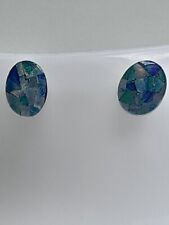 Opale Mosaic Cabochon sur Or Massif 9ct