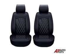 Housses De Siège Avant En Cuir PU Matelassé Noir Pour Audi A4 A6 A8 S-LINE