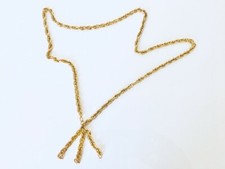 COLLIER DORE MAILLE LEGERE CHAINE COULEUR OR SAUTOIR VINTAGE BIJOU FEMME